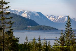 Blick auf Gapøya Utstrand und Borkenes